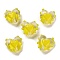 Handmade Lampwork Beads, with Enamel, Heart, Yellow, 14~15x15~15.5x8.5~9.5mm, Hole: 1.4mm