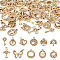 44Pcs 11 Style UV Plating Alloy Pendants, with Crystal Rhinestone, Key & Tree & Butterfly & Shell & Cross & Donut, Golden, 15~26.5x8.5~23x2~3.5mm, Hole: 1.5~2.6mm, 4Pcs/style