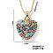 Brass Pave Colorful Cubic Zirconia Pendant Box Chain Necklaces, Golden, Heart, 15.75 inch(40cm)