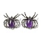 Natural Amethyst Pendants, Spider Charms, with Rack Plating Antique Silver Tone Brass Findings, Cadmium Free & Lead Free, 36x36x7.5mm, Hole: 3x5.5mm