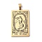 201 Stainless Steel Pendant, Golden, Rectangle with Tarot Pattern, The World XXI, 40x24x1.5mm, Hole: 4x7mm