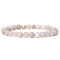 Natural White Crazy Agate Round Beaded Stretch Bracelet, 