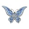 Butterfly Platinum Zinc Alloy Rhinestone Brooches, for Backpack Clothes, Light Sapphire, 49x70mm