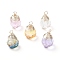 Transparent Glass Charms, with Eco-Friendly Copper Wire, Faceted, Teardrop, Mixed Color, 13x8mm, Hole: 1.2~1.8mm