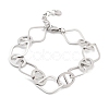 Non-Tarnish 304 Stainless Steel Oval & Rhombus Link Chain Bracelets for Women BJEW-K249-01P-1