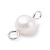 Natural Freshwater Pearl Connector Charms PALLOY-JF01404-03-4