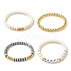 4Pcs 4 Style Polymer Clay Heishi Beaded Stretch Bracelets Set with Synthetic Hematite BJEW-JB07592-4