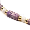 Natural Amethyst Rectangle & Shell Beaded Necklaces NJEW-M206-01G-02-2
