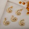 5Pcs Brass Micro Pave clear Cubic Zirconia Pendants ZIRC-SZ0002-52-3