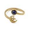 304 Stainless Steel with Natural Lapis Lazuli Ring RJEW-Z031-01D-01-2