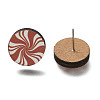 Christmas Printed Wood Stud Earrings for Women EJEW-U025-01G-1