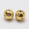 Brass Micro Pave Cubic Zirconia Beads X-ZIRC-F038-11G-FF-1
