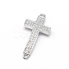 Curved Latin Sideways Cross Brass Micro Pave Cubic Zirconia Links ZIRC-E010-02P-1