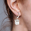 ANATTASOUL 3 Pairs 3 Colors Bling Glass Cube Dangle Leverback Earrings EJEW-AN0002-81-5