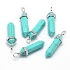 Bullet Platinum Tone Zinc Alloy Synthetic Turquoise Pointed Pendants X-G-F228-32E-FF-1