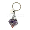 Reiki Energy Natural Amethyst Chips in Resin Diamond Shape Pendant Keychain FIND-PW0017-11F-1