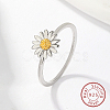Rhodium Plated 925 Sterling Silver Daisy Flower Finger Ring for Women KN3229-4-1