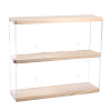 2-Tier Transparent Acrylic Wall-Mounted Action Figures Display Cases with Sliding Lid ODIS-WH0020-95-1