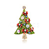 Christmas Tree Enamel Pin with Rhinestone XMAS-PW0001-268-1