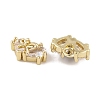 Brass Micro Pave Clear Cubic Zirconia Charms KK-L212-20G-2