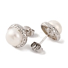 925 Sterling Silver Half Round Stud Earrings EJEW-C115-04P-2