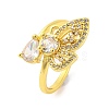 Butterfly Cubic Zirconia & Glass Open Cuff Ring RJEW-U003-01G-1