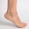 Tibetan Style Heart Charm Anklets AJEW-AN00092-02-5