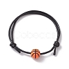 Sport Theme Acrylic Braided Bead Bracelet with Waxed Polyester Cords BJEW-JB10152-3