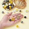 50Pcs 10 Styles Sunflower Theme Printed Wood Beads WOOD-CJ0001-78-4