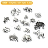 60Pcs 15 Styles Tibetan Style Alloy Elephant Pendants TIBEP-YW0001-83-2