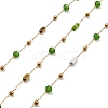 Cuboid Natural Mixed Gemstone & Glass Rondelle Beaded Link Chains CHS-G028-18G-02-1