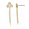 Brass Micro Pave Clear Cubic Zirconia Earring Findings KK-S356-306-NF-2