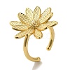 Flower Rack Plating Brass Cuff Rings for Women RJEW-G323-08G-1