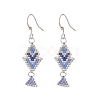 Rhombus Handmade Loom Pattern Glass Seed Beaded Dangle Earrings EJEW-MZ00036-02-1