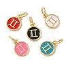 Real 18K Gold Plated Brass Enamel Charms KK-L216-001G-I-1