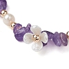 Mixed Gemstones Chip Beaded Plastic Flower Stretch Bracelets BJEW-JB10205-4