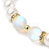 3Pcs 3 Color Synthetic Moonstone & Hematite & Plastic Pearl Beaded Stretch Bracelets Set BJEW-JB09507-3