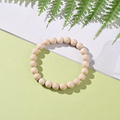 Natural Fossil Bead Stretch Bracelets BJEW-K212-B-015-1