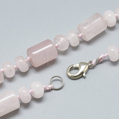 Natural Rose Quartz Beaded Necklaces NJEW-S392-16-1