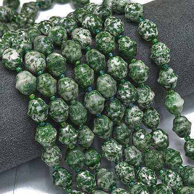 Natural Green Spot Jasper Beads Strands G-K389-D09-01-1