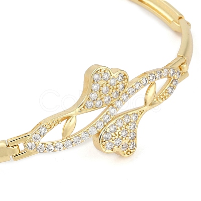 Rack Plating Brass Micro Pave Clear Cubic Zirconia Link Chain Bracelets BJEW-Z069-02G-02-1