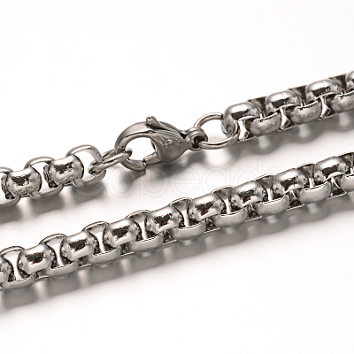 Tarnish Resistant 304 Stainless Steel Box Chain Necklaces NJEW-H421-4-1