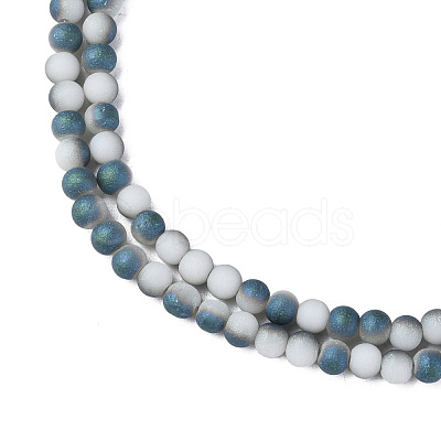 Electroplate Frosted Glass Beads Strands EGLA-N006-036E-1