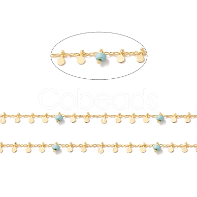 Natural Turquoise Column Beaded Chains CHC-K012-01G-10-1