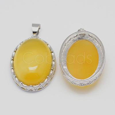 Natural Yellow Agate Pendants G-D851-11-1