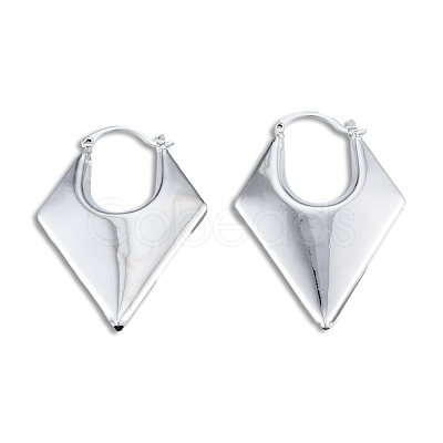 Brass Chunky Rhombus Hoop Earrings for Women EJEW-N011-82P-1