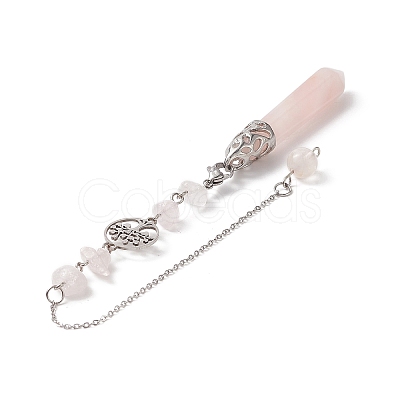 Natural Rose Quartz Pointed Dowsing Pendulums PALLOY-JF01983-01-1