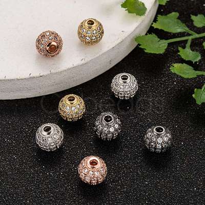 Brass Cubic Zirconia Beads ZIRC-F001-31-1