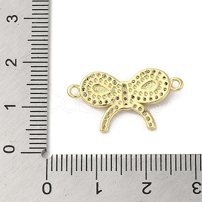 Rack Plating Brass Micro Pave Clear Cubic Zirconia Bowknot Connector Charms KK-C052-38G-1