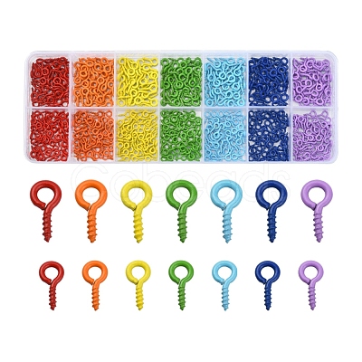 770Pcs 14 Style Spray Painted Iron Screw Eye Pin Peg Bails IFIN-YW0001-36-1